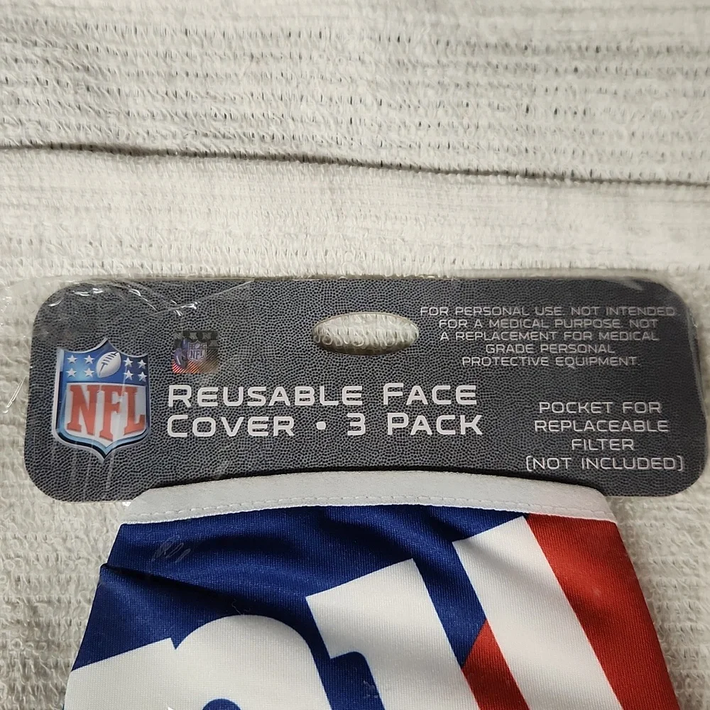 NWT 3 Pack NFL NY Giants Reusable Face Cover